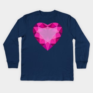 Pink Garnet Heart Shaped Gemstone Kids Long Sleeve T-Shirt